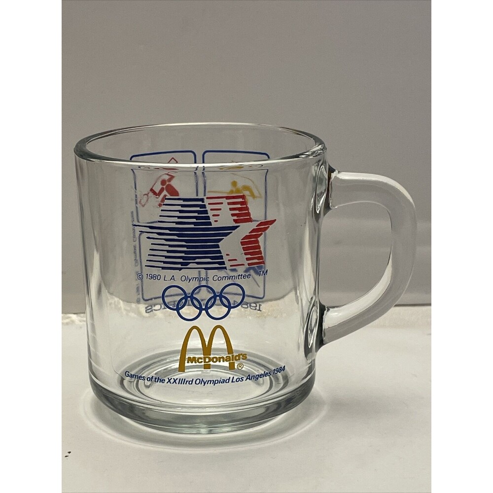 McDonalds 1984 Olympics Clear Glass Mug
